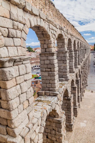 Zicht Het Romeinse Aquaduct Segovia Spanje — Stockfoto