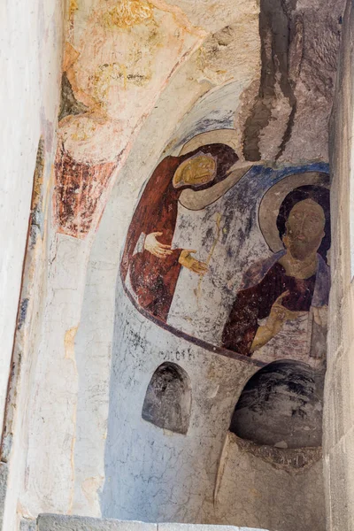 Wardzia Gruzja Lipca 2017 Obrazy Kościelne Klasztorze Jaskiń Wardzia Rzeźbione — Zdjęcie stockowe