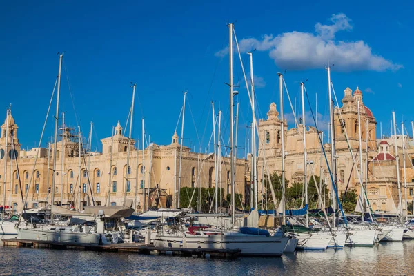 Łodzie Porcie Miasta Birgu Malta — Zdjęcie stockowe