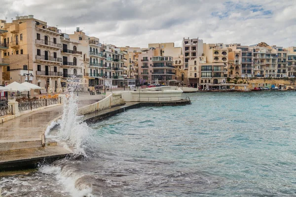 Hårda Hav Marsalforn Gozo Malta — Stockfoto