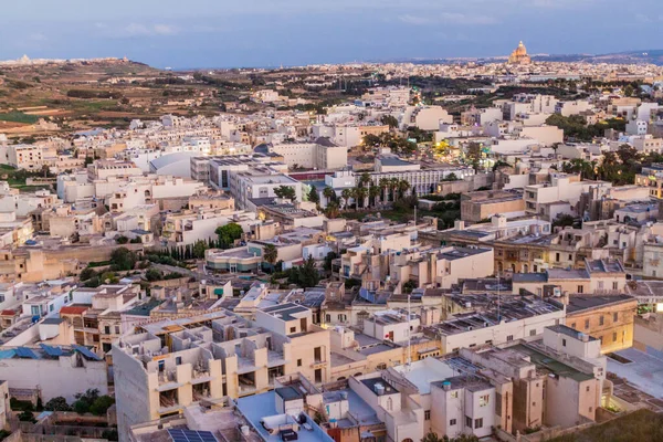 Abendliche Luftaufnahme Von Victoria Insel Gozo Malta — Stockfoto