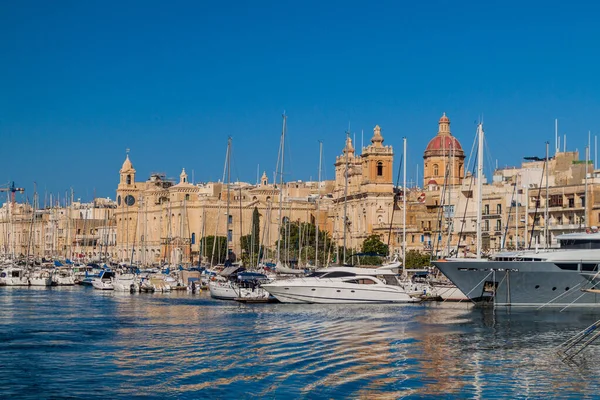 Båtar Birgu Stad Malta — Stockfoto