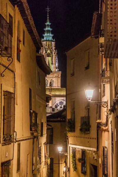 Nachtzicht Toren Van Kathedraal Toledo Spanje — Stockfoto