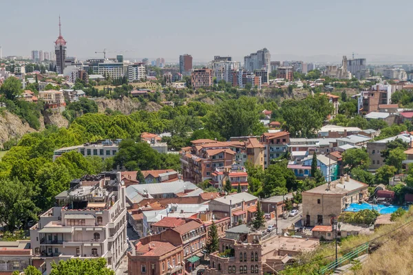 Luchtfoto Van Het Centrum Van Tbilisi Georgië — Stockfoto