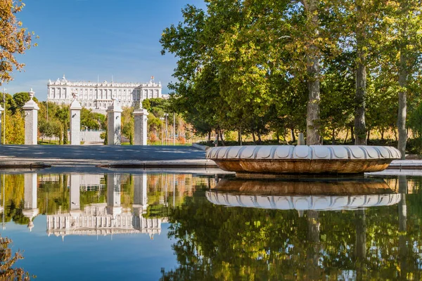 Royal Palace Madrid Viewed Vargas Fountain Spain — Stock Photo, Image