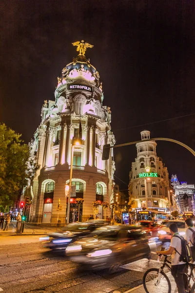 Madrid España Octubre 2017 Edificio Metrópolis Calle Gran Vía Madrid — Foto de Stock