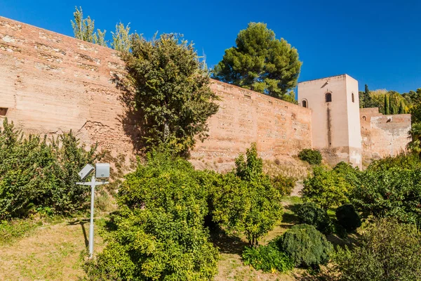 Mura Fortificazione Della Fortezza Dell Alhambra Granada Spagna — Foto Stock