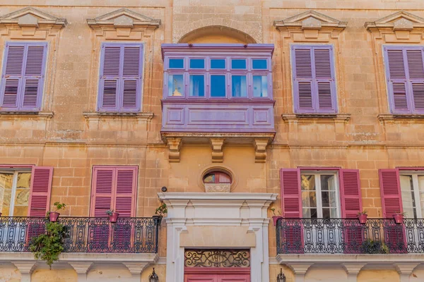 Balconi Tipici Maltesi Nella Città Fortificata Mdina Nella Regione Settentrionale — Foto Stock