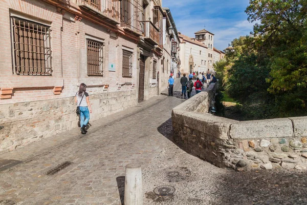 Granada España Noviembre 2017 Estrecha Calle Adoquinada Granada España — Foto de Stock