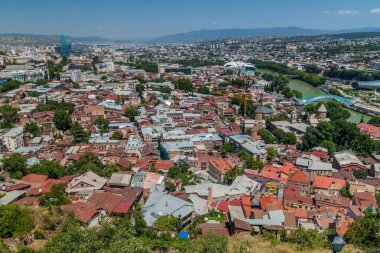 Gürcistan 'ın eski Tiflis kentinin hava manzarası