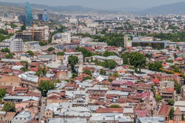 Gürcistan 'ın eski Tiflis kentinin hava manzarası
