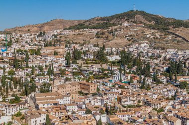 Alhambra Kalesi, İspanya 'dan Granada' nın hava manzarası