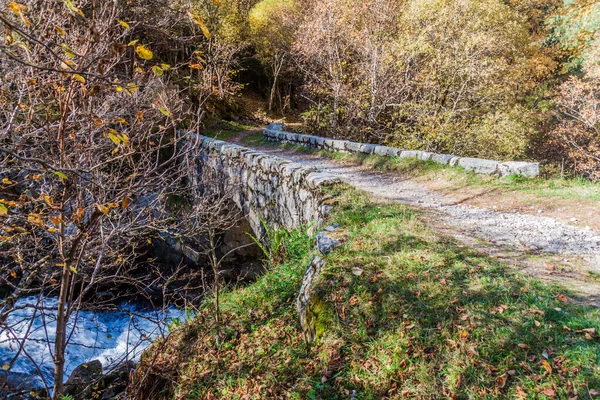Μικρή Πέτρινη Γέφυρα Στην Κοιλάδα Madriu Perafita Claror Ανδόρα — Φωτογραφία Αρχείου