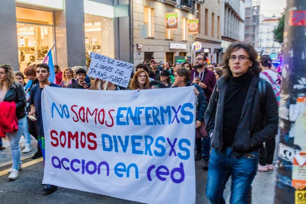 Madrid Espanha Outubro 2017 Rali Transexuais Nas Ruas Madri Espanha — Fotografia de Stock