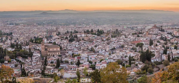 Panorama Granada Tramonto Spagna — Foto Stock