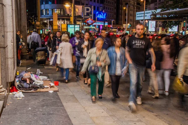 Madrid España Octubre 2017 Gente Que Camina Por Calle Gran — Foto de Stock
