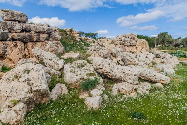 Complejo Templos Megalíticos Ggantija Cerca Del Pueblo Xaghra Isla Gozo — Foto de Stock