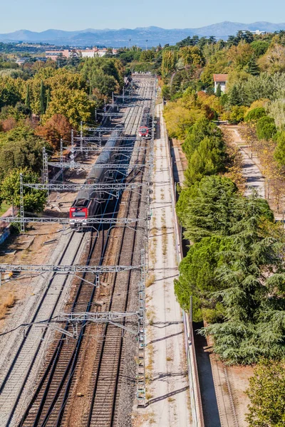 Železnice Blízkosti Principe Pio Stanice Madridu Španělsko — Stock fotografie