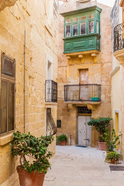 Typisk Smal Gata Birgu Stad Malta — Stockfoto