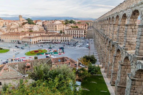 Segovia Španělsko Října 2017 Pohled Římský Akvadukt Segovii Španělsko — Stock fotografie