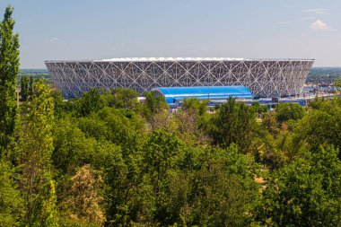 VOLGOGRAD, RUSSIA - 28 Haziran 2018: Volgograd Arena futbol stadyumu manzarası, Rusya.
