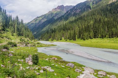 Kırgızistan 'daki Karakol Nehri Vadisi