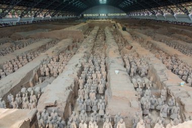 XI 'AN, CHINA - 6 AĞUSTOS 2018: Xi' an, Çin yakınlarındaki Terracotta Ordusu 1.