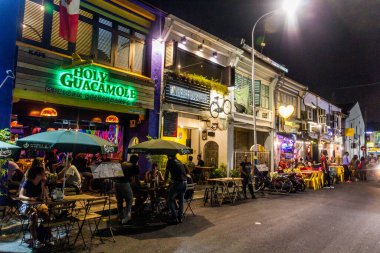 GEORGE TOWN, Malezya - 20 Mart 2018: George Town, Malezya 'daki Aşk Yolu' nun Akşam Görüşü