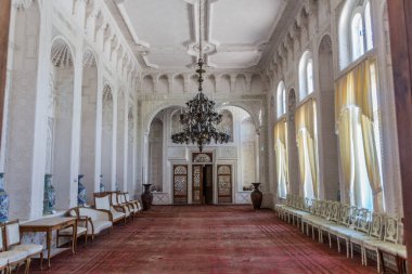 BÜKHARA, UZBEKISTAN - 2 Mayıs 2018: Emir 'in Ay benzeri Yıldızlar Yazı Sarayı (Sitorai-Mokhi-Khosa) Buhara, Özbekistan yakınlarındaki