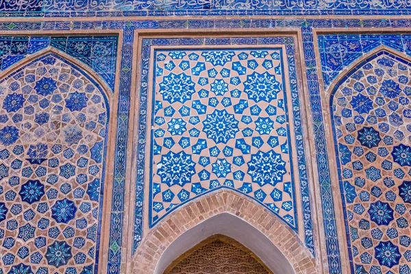 Betegelde Muur Van Ulugh Beg Madrasa Samarkand Oezbekistan — Stockfoto