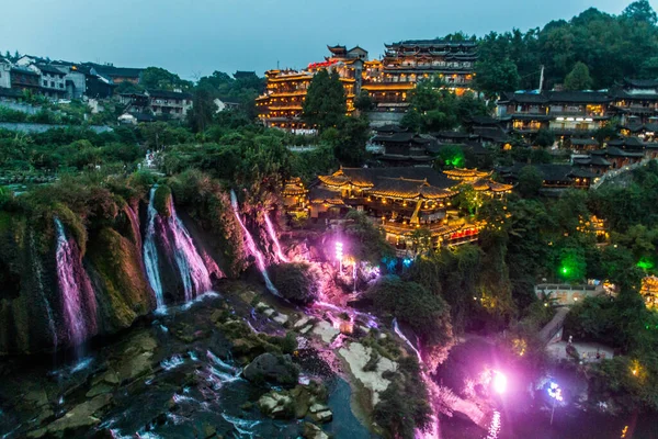 Večerní Pohled Město Vodopád Furong Zhen Provincie Hunan Čína — Stock fotografie