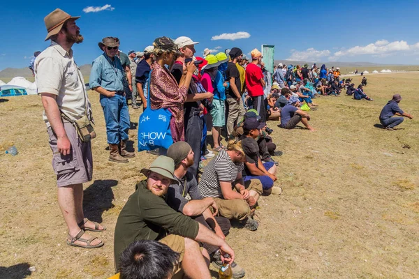 Song Kol Kyrgyzstan July 2018 Visitors National Horse Games Festival — Stock Photo, Image