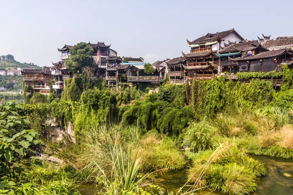 Häuser Auf Klippen Furong Zhen Stadt Provinz Hunan China — Stockfoto
