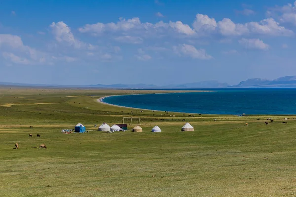 Юртський Табір Біля Озера Сун Кул Киргизстан — стокове фото