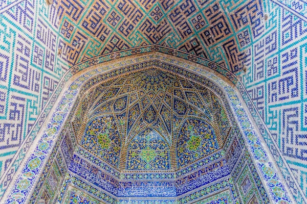Vaulted Portal Sher Dor Madrasa Samarkandzie Uzbekistan — Zdjęcie stockowe