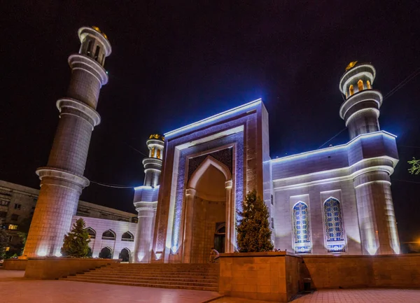 Ночной Вид Центральную Мечеть Алматы Казахстан — стоковое фото