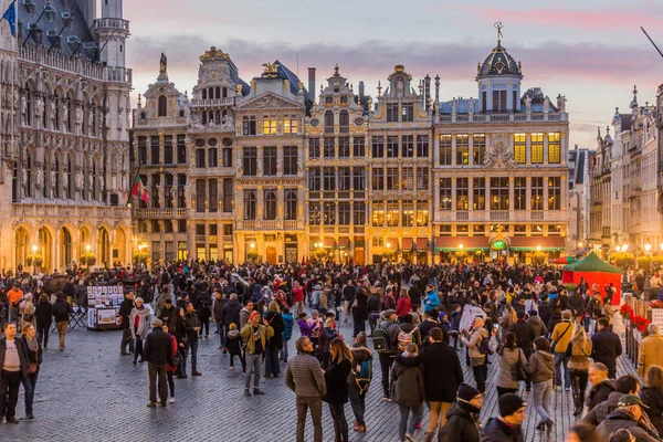 Bruxelas Bélgica Nov 2018 Vista Noturna Grand Place Grote Markt — Fotografia de Stock