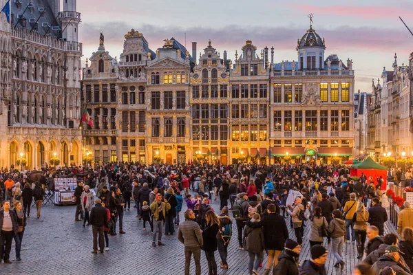 Bruselas Bélgica Nov 2018 Vista Nocturna Grand Place Grote Markt — Foto de Stock