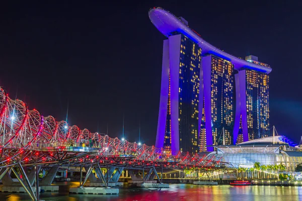 Cingapura Cingapura Março 2018 Ponte Pedestre Helix Construção Marina Bay — Fotografia de Stock
