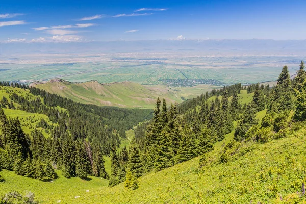 Berge Und Dorf Kerege Tash Der Nähe Von Karakol Kirgisistan — Stockfoto