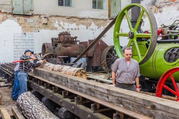 Zamberk Czechia Září 2018 Přenosný Parní Stroj Poháněný Pilou Muzeu — Stock fotografie