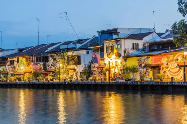 Malacca Malayasia March 2018 Street Art Riverside Houses Next Malacca — Stock Photo, Image