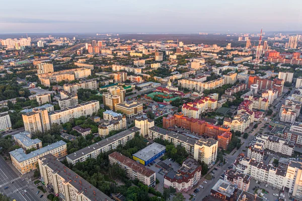 Вид Повітря Єкатеринбург Під Час Заходу Сонця Росія — стокове фото