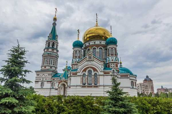 Catedral Asunción Uspenskiy Kafedralnyy Sobor Omsk Rusia — Foto de Stock