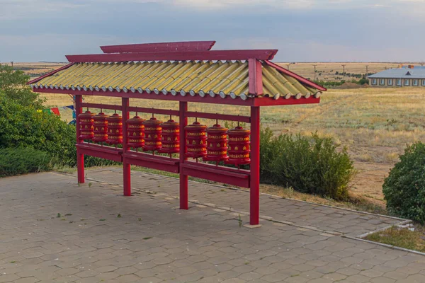 Τροχοί Προσευχής Στο Syakusn Syume Geden Sheddup Choikorling Monastery Θιβετιανό — Φωτογραφία Αρχείου