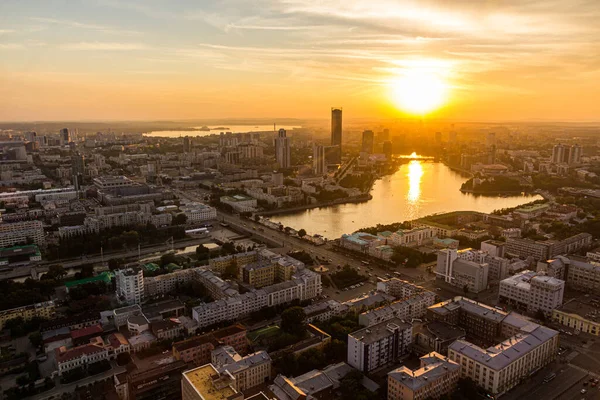 Aerial View Yekaterinburg Sunset Russia — Stock Photo, Image