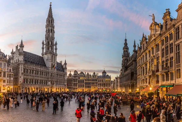 Bruxelles Belgio Nov 2018 Veduta Serale Della Grand Place Grote — Foto Stock