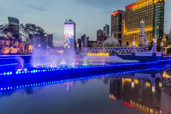 Kuala Lumpur Malaysia Maaliskuu 2018 Iltanäkymä Jamekin Moskeijasta Kuala Lumpurissa — kuvapankkivalokuva