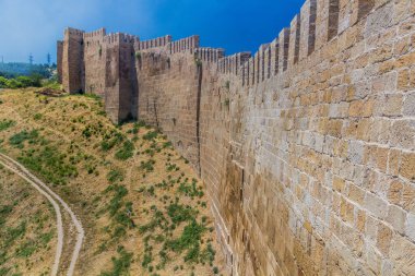 Rusya, Dağıstan 'daki Derbent' deki Naryn-Kala kalesinin duvarları