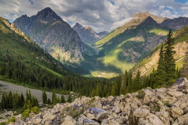 Kırgızistan 'daki Terskey Ala-Too dağ sırasındaki Karakol vadisi